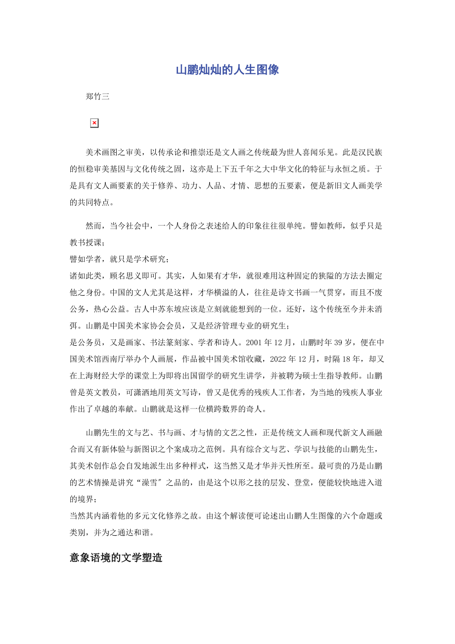 2023年山鹏灿灿的人生图像.docx_第1页