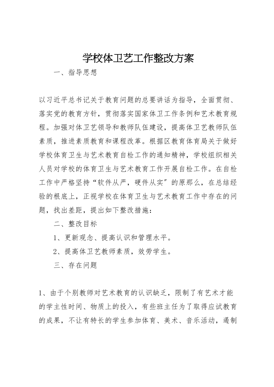 2023年学校体卫艺工作整改方案 2.doc_第1页