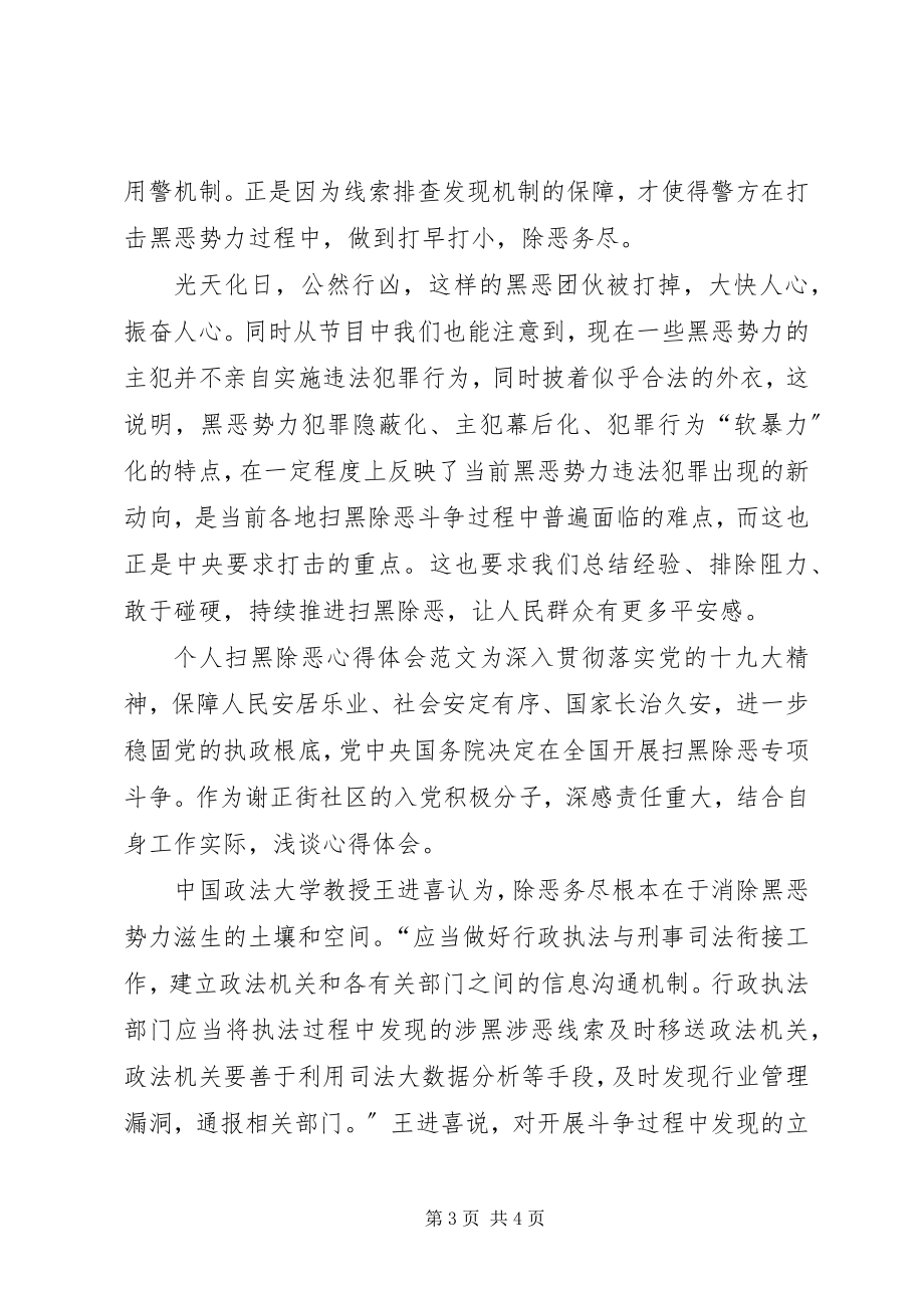 2023年扫黑除恶个人心得体会个人扫黑除恶心得体会两篇.docx_第3页