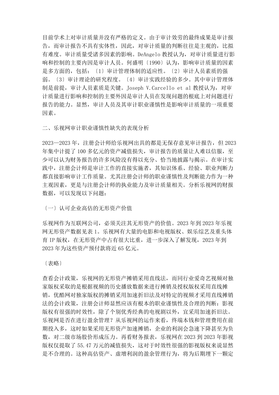 2023年乐视网业绩大变脸背后的审计职业谨慎性探析.docx_第2页