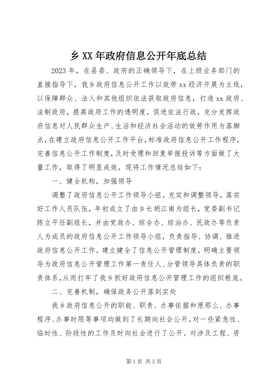 2023年乡政府信息公开年底总结.docx_第1页