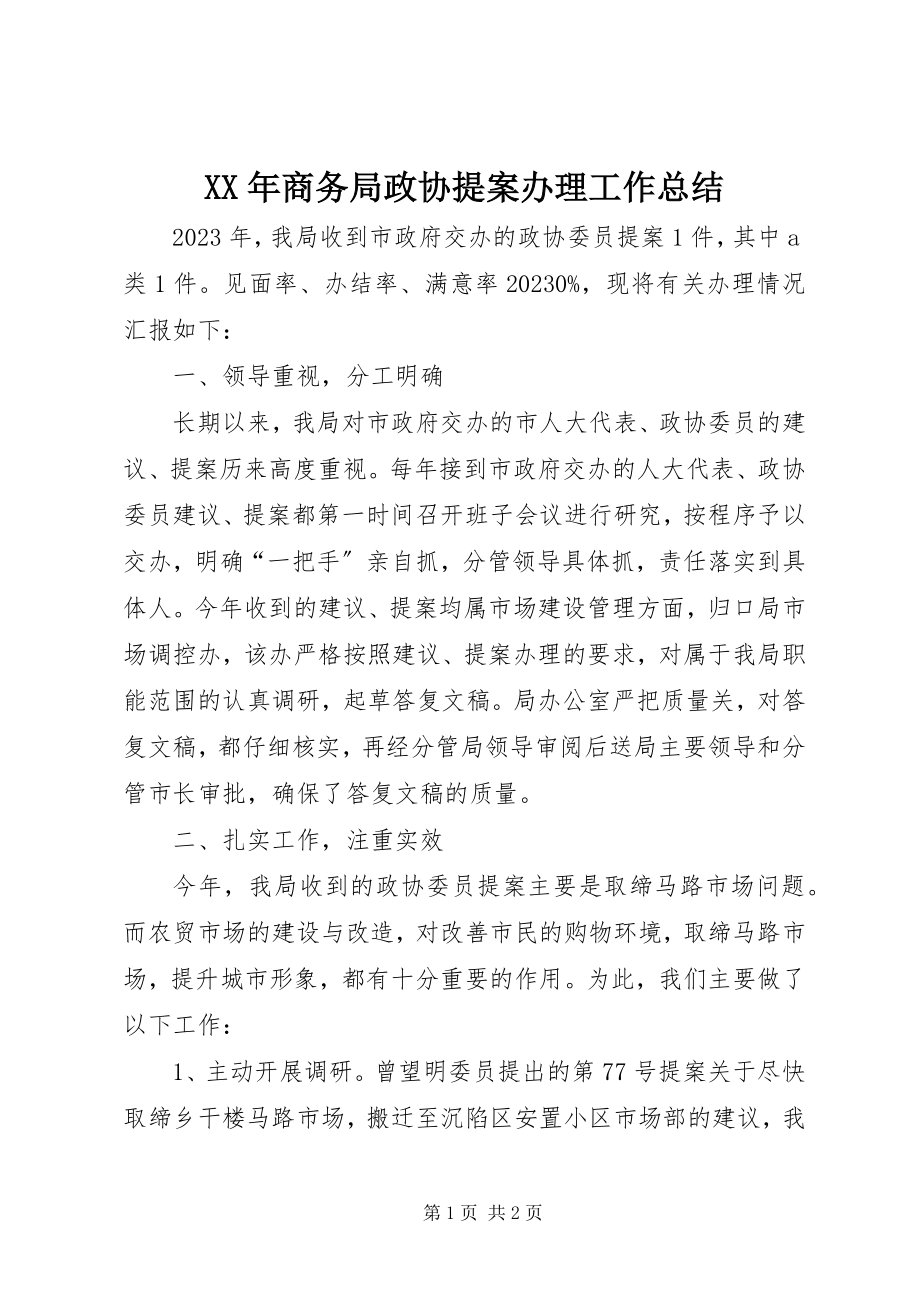 2023年商务局政协提案办理工作总结.docx_第1页