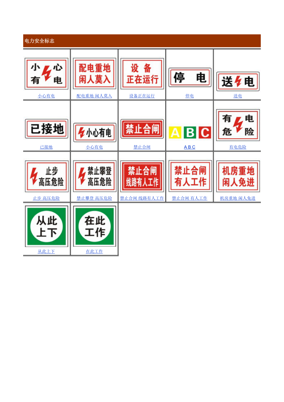 电力安全标志.doc_第1页