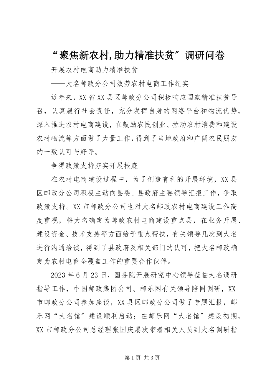 2023年聚焦新农村助力精准扶贫调研问卷.docx_第1页