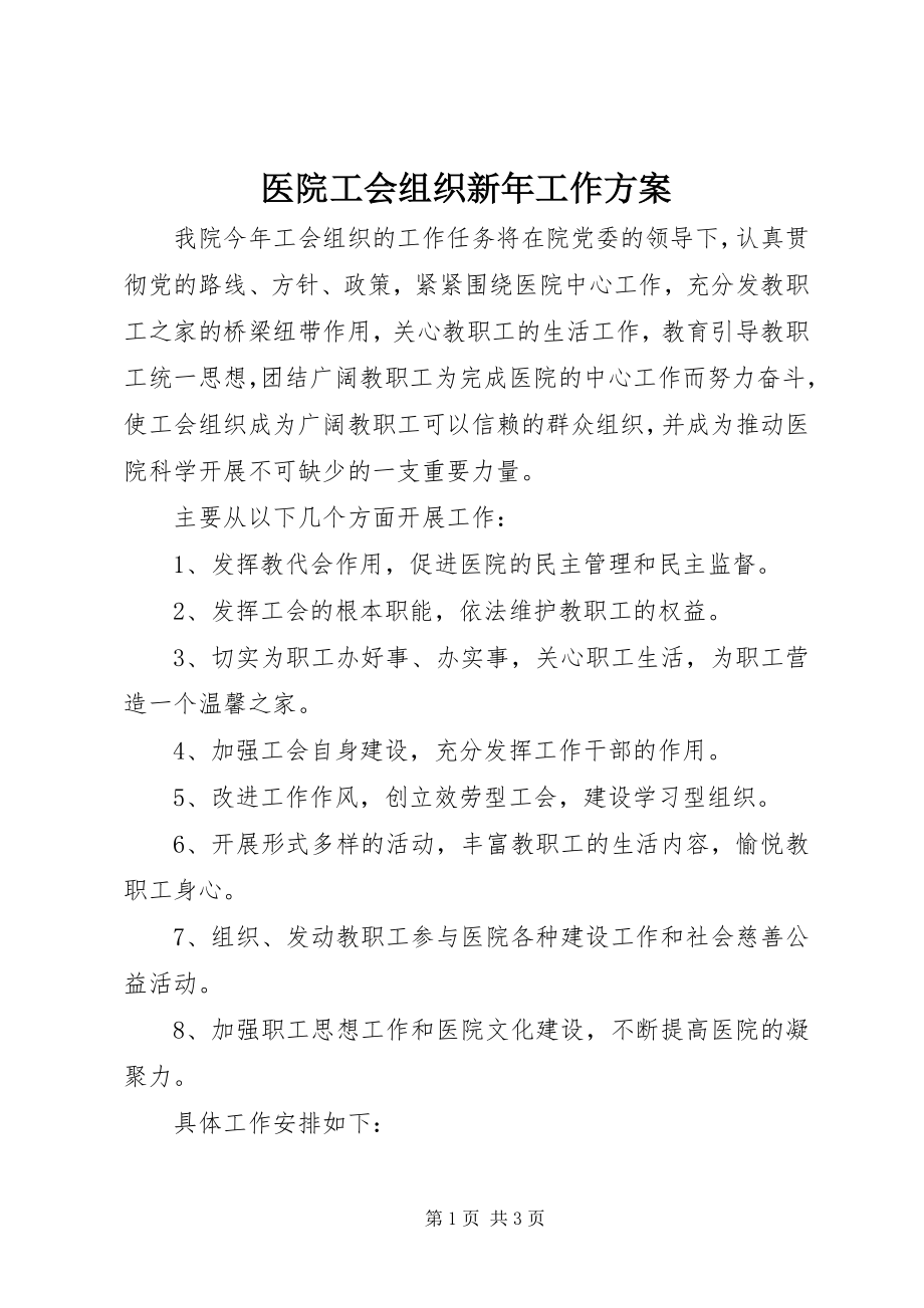 2023年医院工会组织新年工作计划.docx_第1页