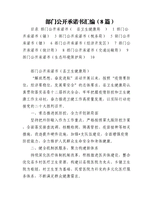 部门公开承诺书汇编（8篇）.docx