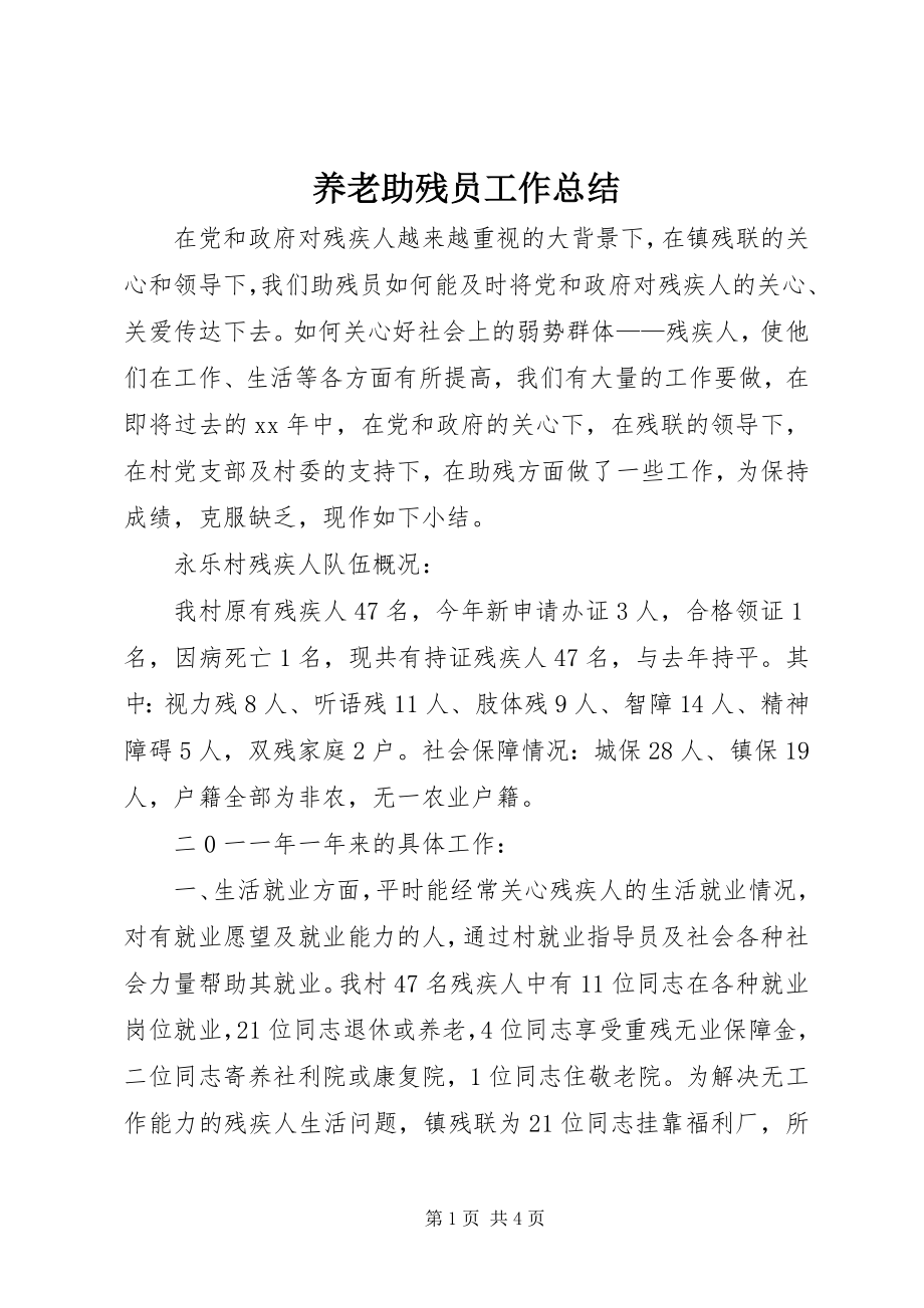 2023年养老助残员工作总结.docx_第1页