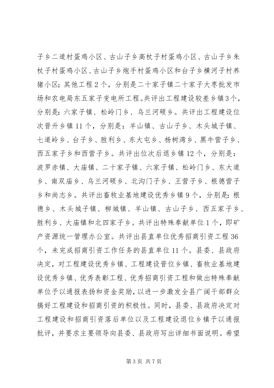 2023年县项目建设总结表彰工作会议的致辞.docx_第3页