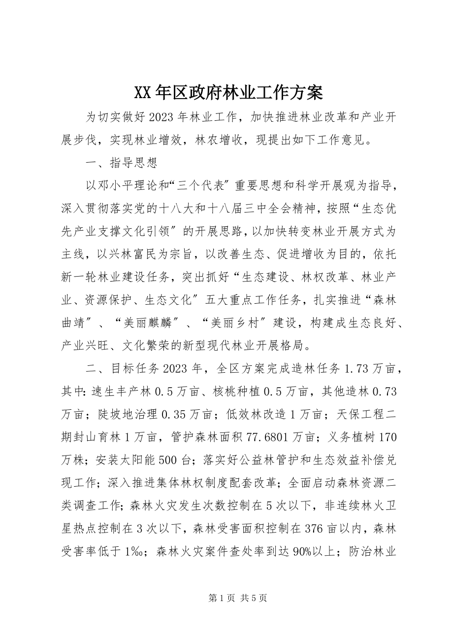 2023年区政府林业工作计划.docx_第1页