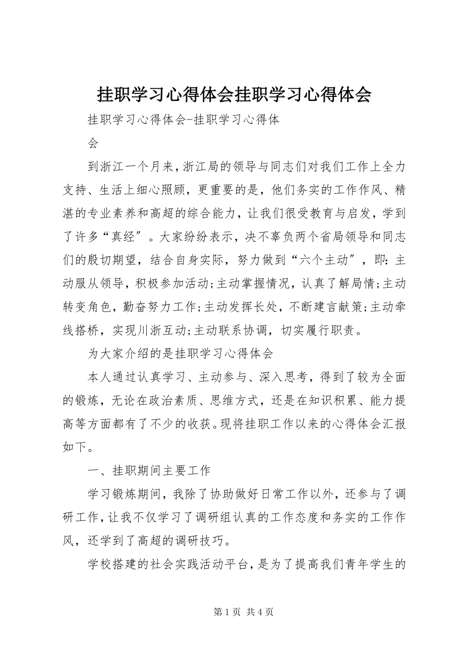 2023年挂职学习心得体会挂职学习心得体会.docx_第1页