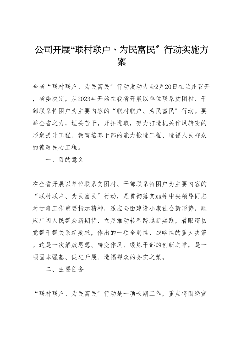 2023年公司开展联村联户为民富民行动实施方案.doc_第1页