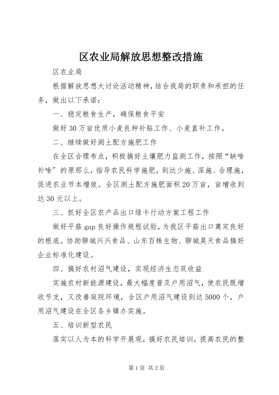 2023年区农业局解放思想整改措施.docx_第1页