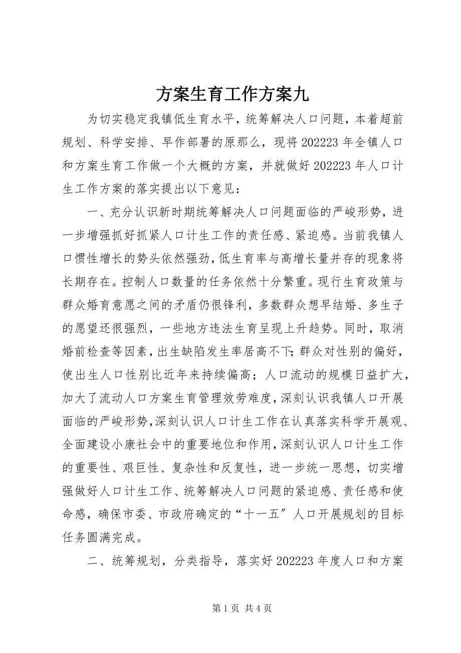 2023年计划生育工作计划九.docx_第1页