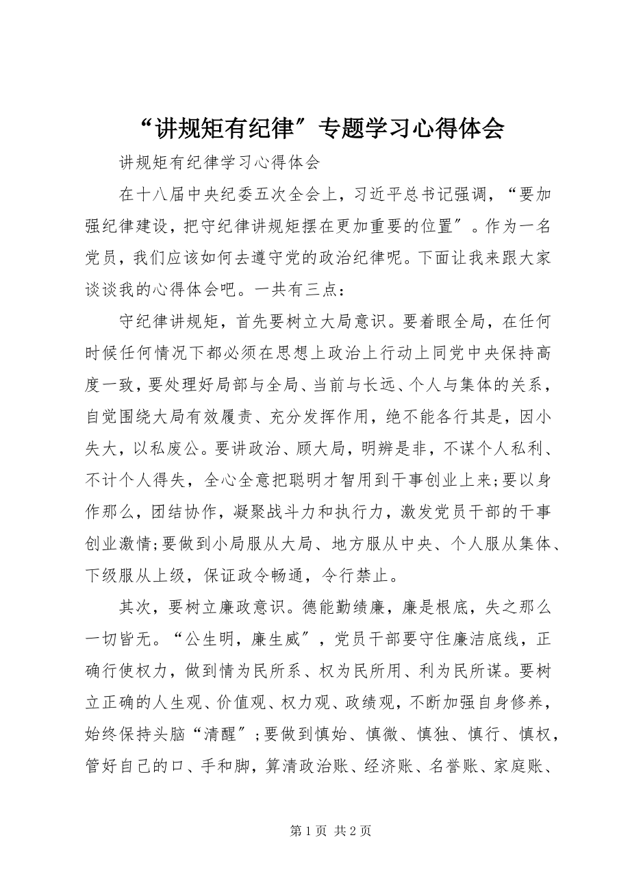 2023年讲规矩有纪律专题学习心得体会.docx_第1页