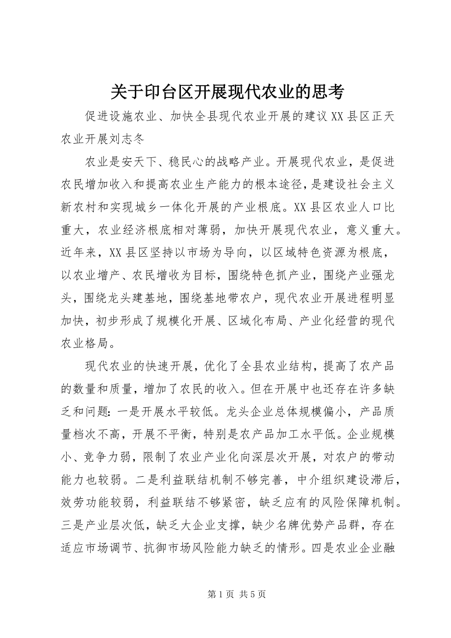 2023年印台区发展现代农业的思考.docx_第1页