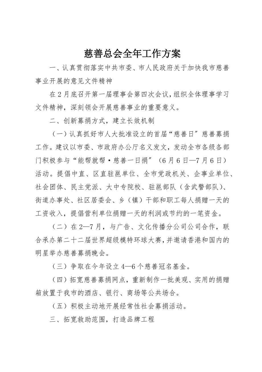 2023年慈善总会全年工作计划新编.docx_第1页