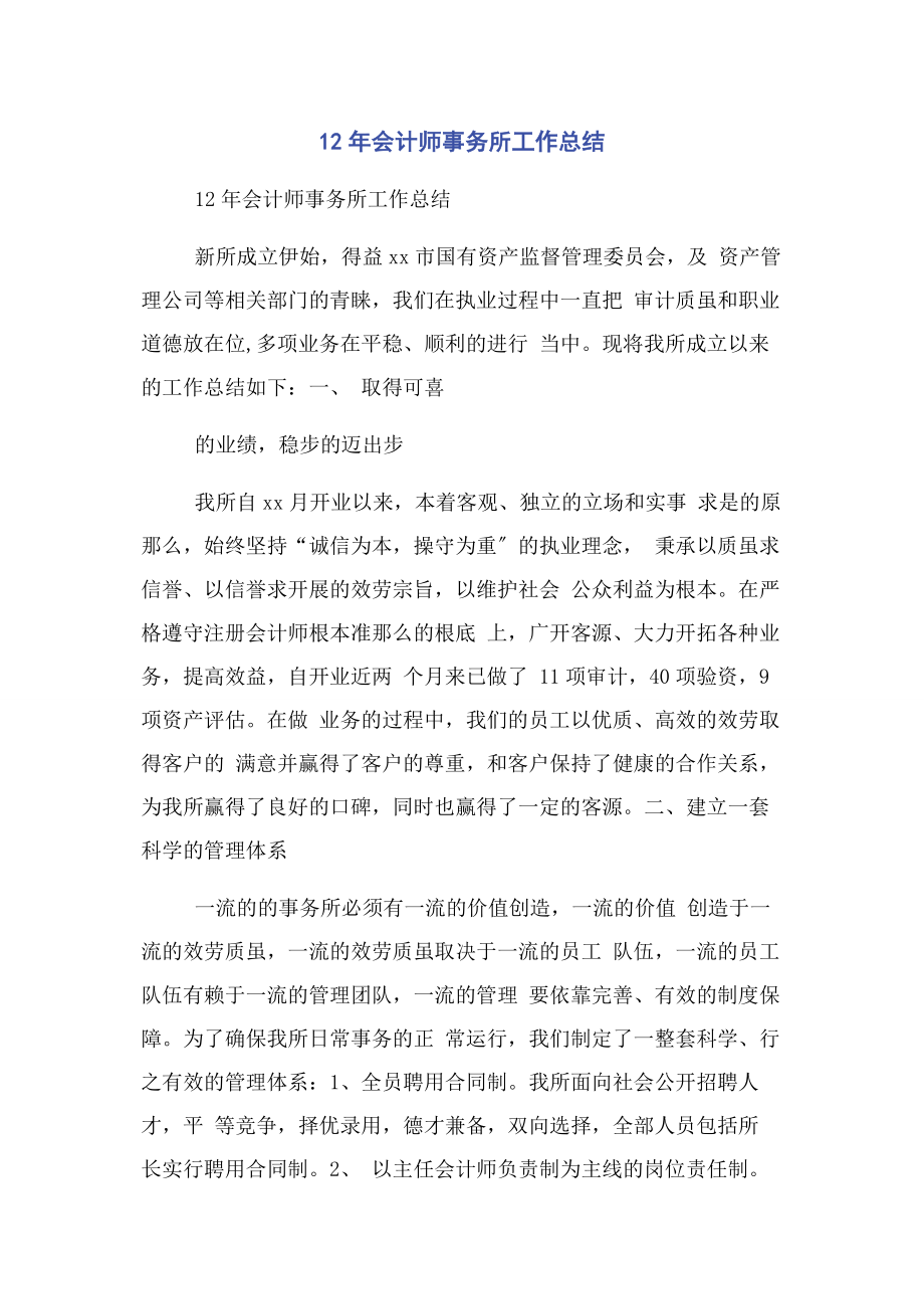 2023年会计师事务所有限公司工作总结.docx_第1页