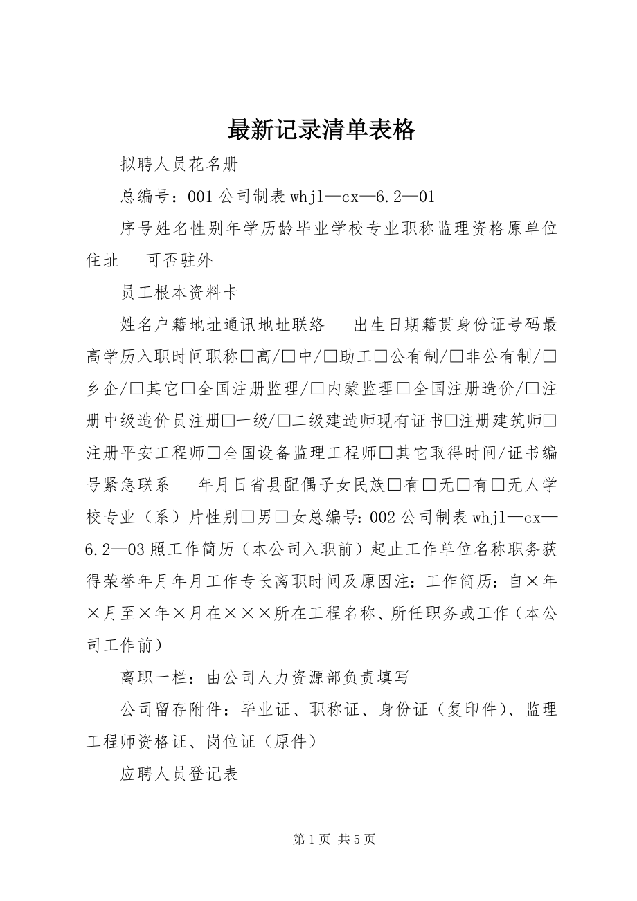 2023年记录清单表格.docx_第1页