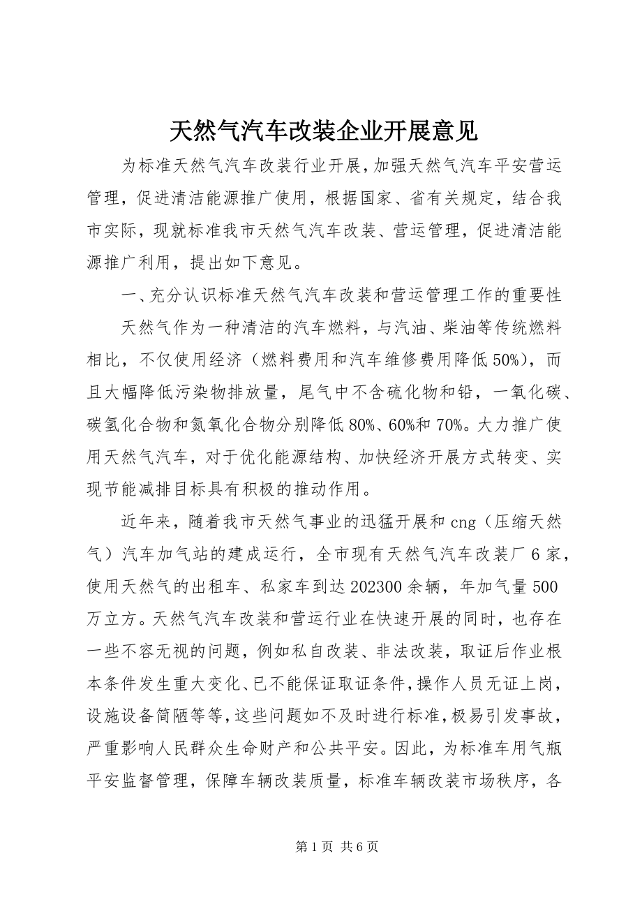 2023年天然气汽车改装企业发展意见.docx_第1页