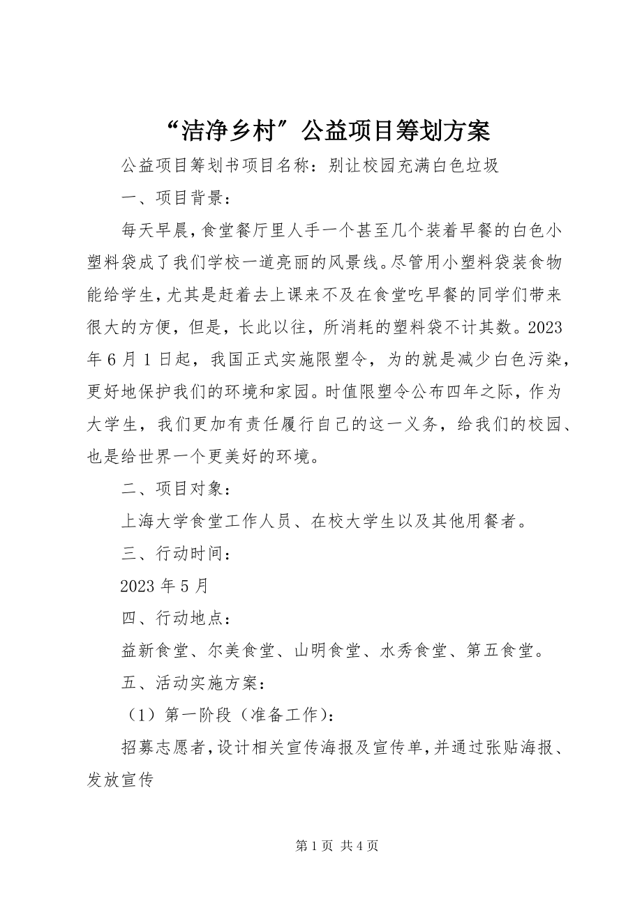 2023年洁净乡村公益项目策划方案.docx_第1页