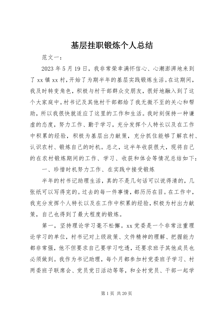 2023年基层挂职锻炼个人总结.docx_第1页