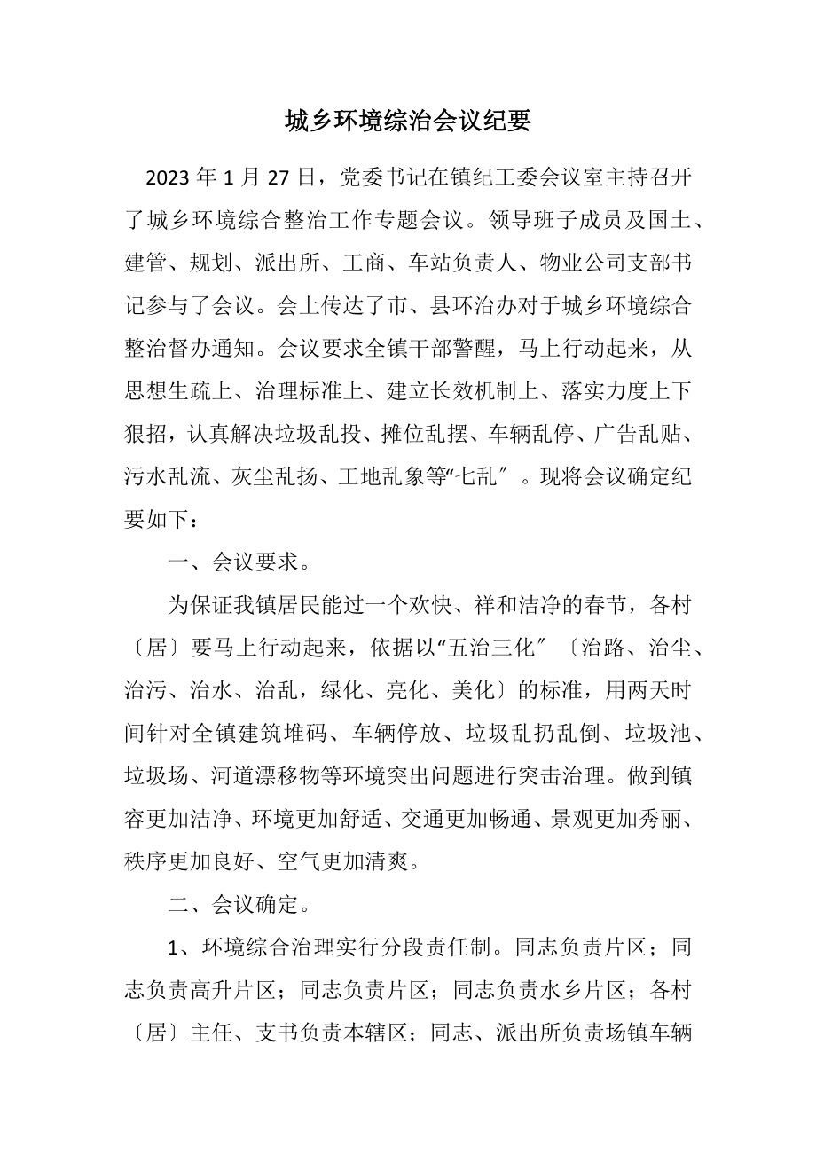 2023年城乡环境综治会议纪要.docx_第1页