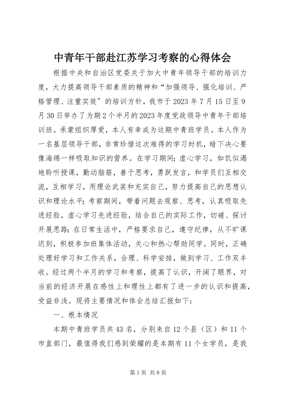 2023年中青年干部赴江苏学习考察的心得体会.docx_第1页