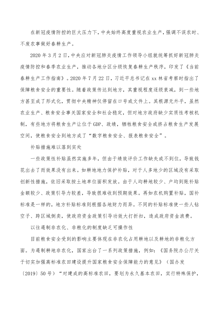 (6篇)粮食安全生产主题研讨发言材料汇编.docx_第3页