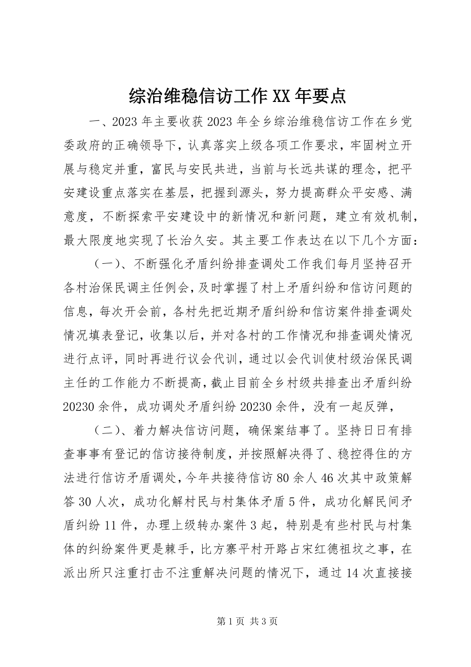 2023年综治维稳信访工作要点.docx_第1页