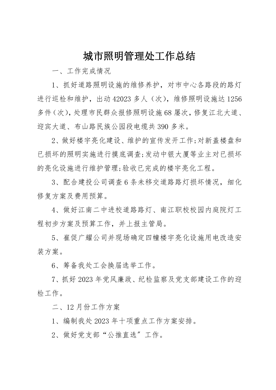 2023年城市照明管理处工作总结.docx_第1页