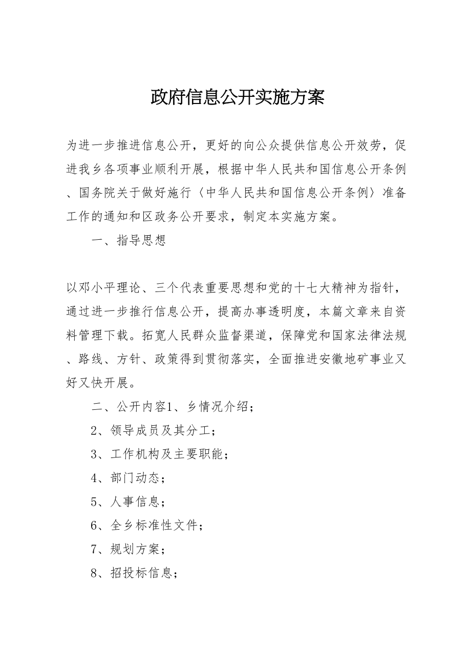 2023年政府信息公开实施方案.doc_第1页