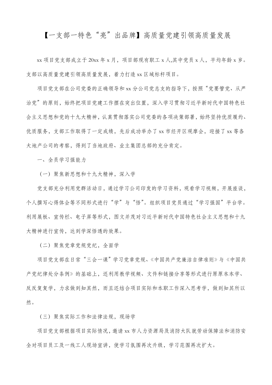 【3篇】企业党建引领项目高质量发展经验材料（集团公司企业党建经验、党建品牌参考）.doc_第1页