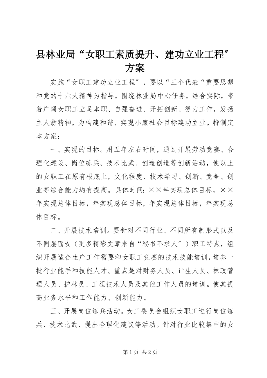 2023年县林业局“女职工素质提升建功立业工程”计划.docx_第1页