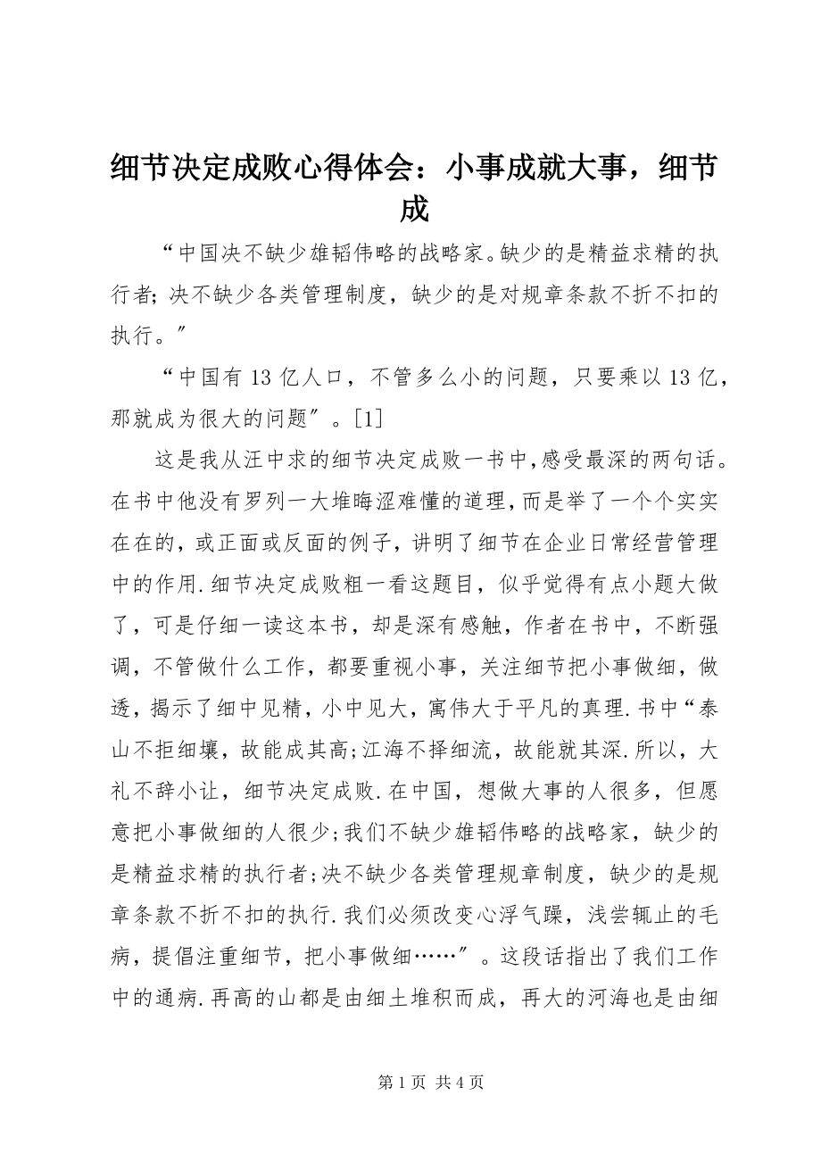 2023年细节决定成败心得体会小事成就大事细节成.docx_第1页