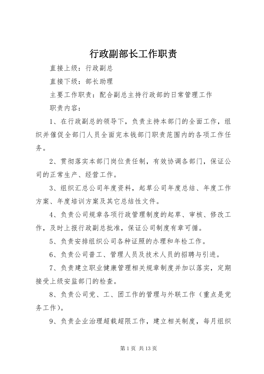 2023年行政副部长工作职责.docx_第1页