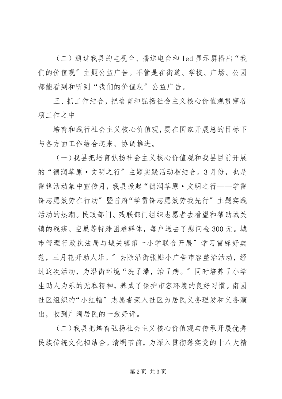 2023年县培育和践行社会主义核心价值观工作总结.docx_第2页