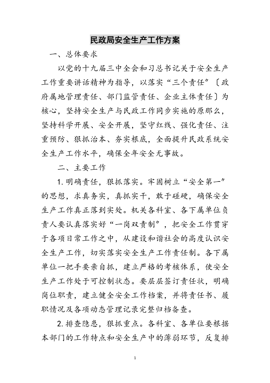 2023年民政局安全生产工作计划范文.doc_第1页