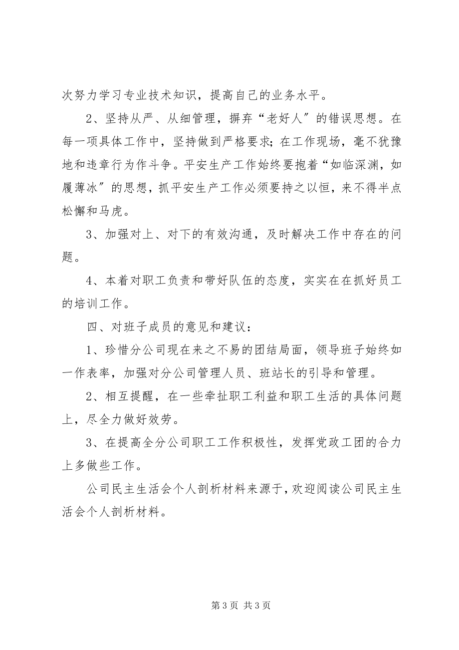 2023年公司民主生活会个人剖析材料.docx_第3页