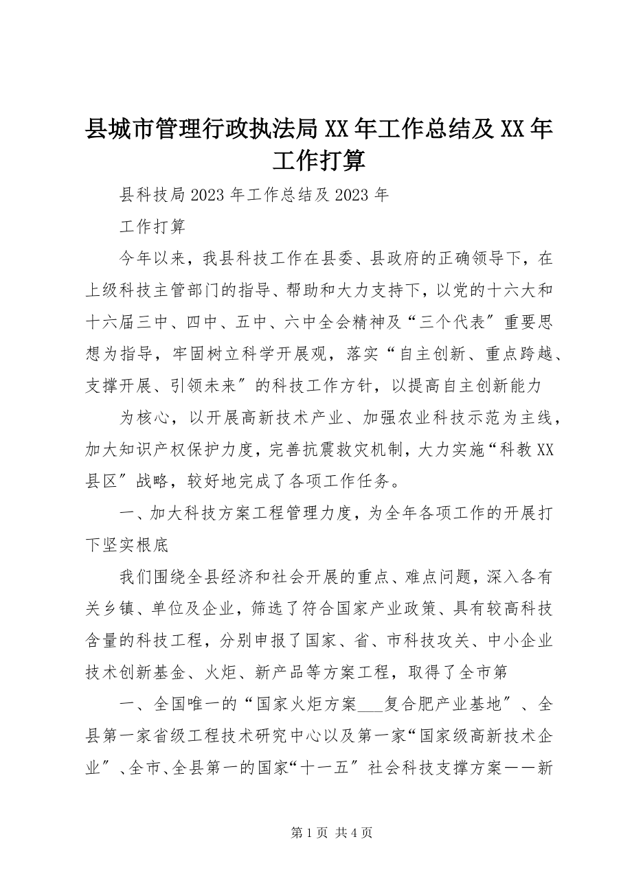 2023年县城市管理行政执法局工作总结及工作打算2.docx_第1页