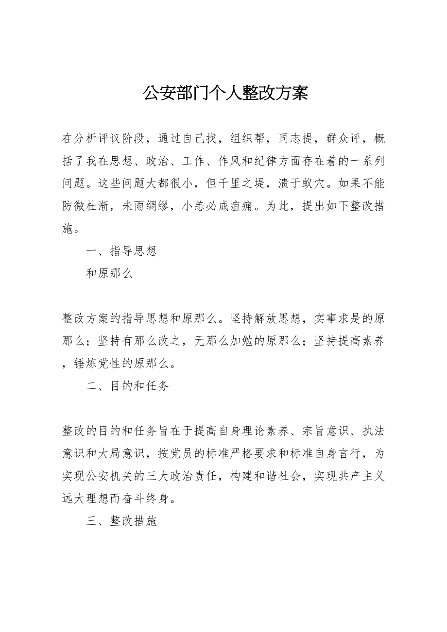 2023年公安部门个人整改方案 2.doc_第1页