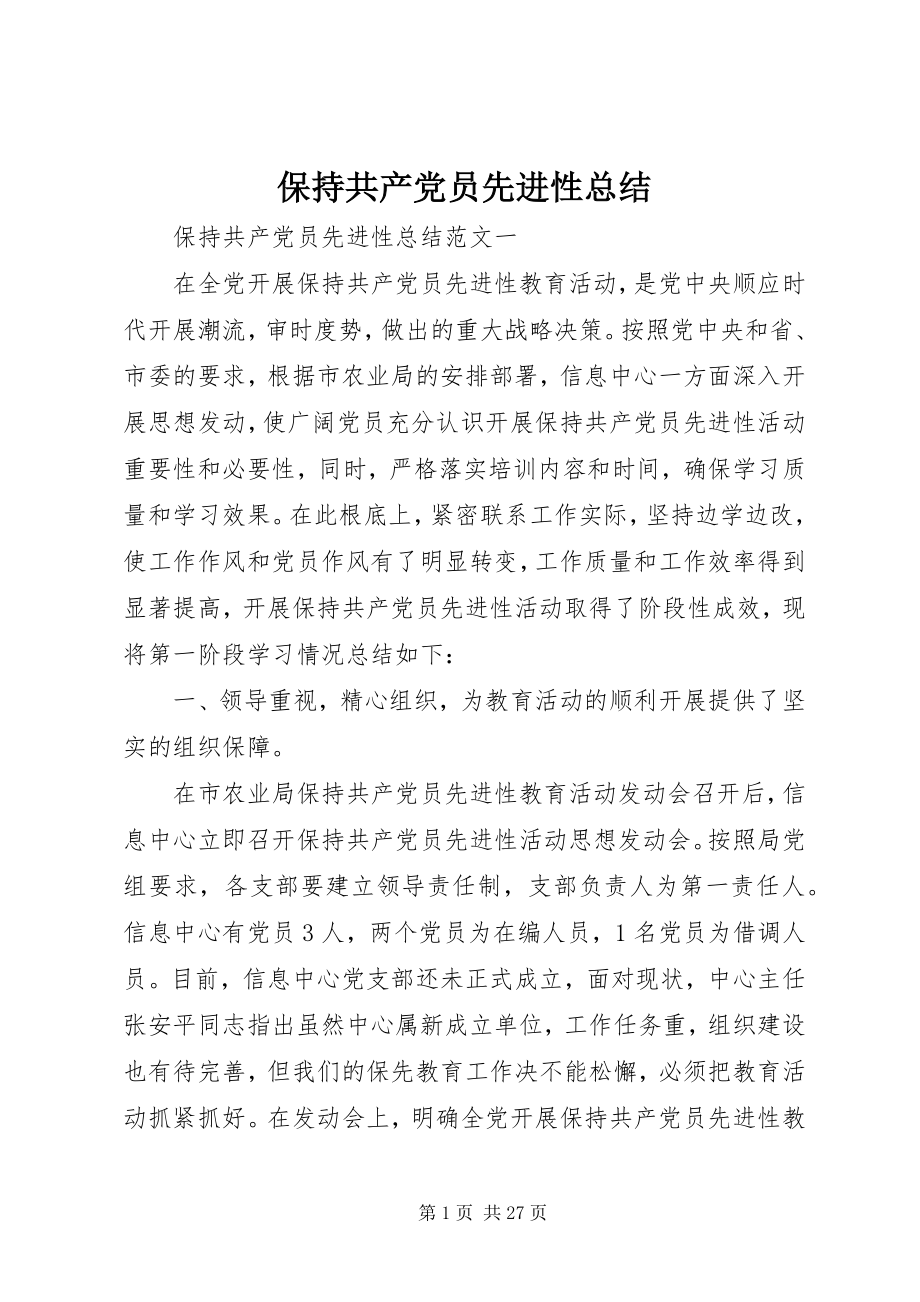 2023年保持共产党员先进性总结新编.docx_第1页