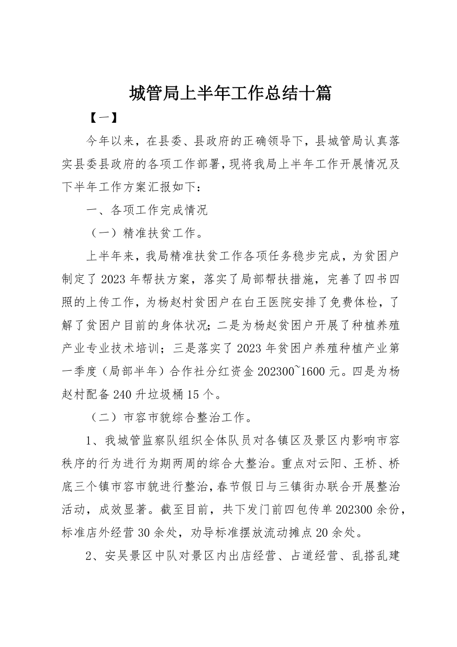 2023年城管局上半年工作总结十篇.docx_第1页