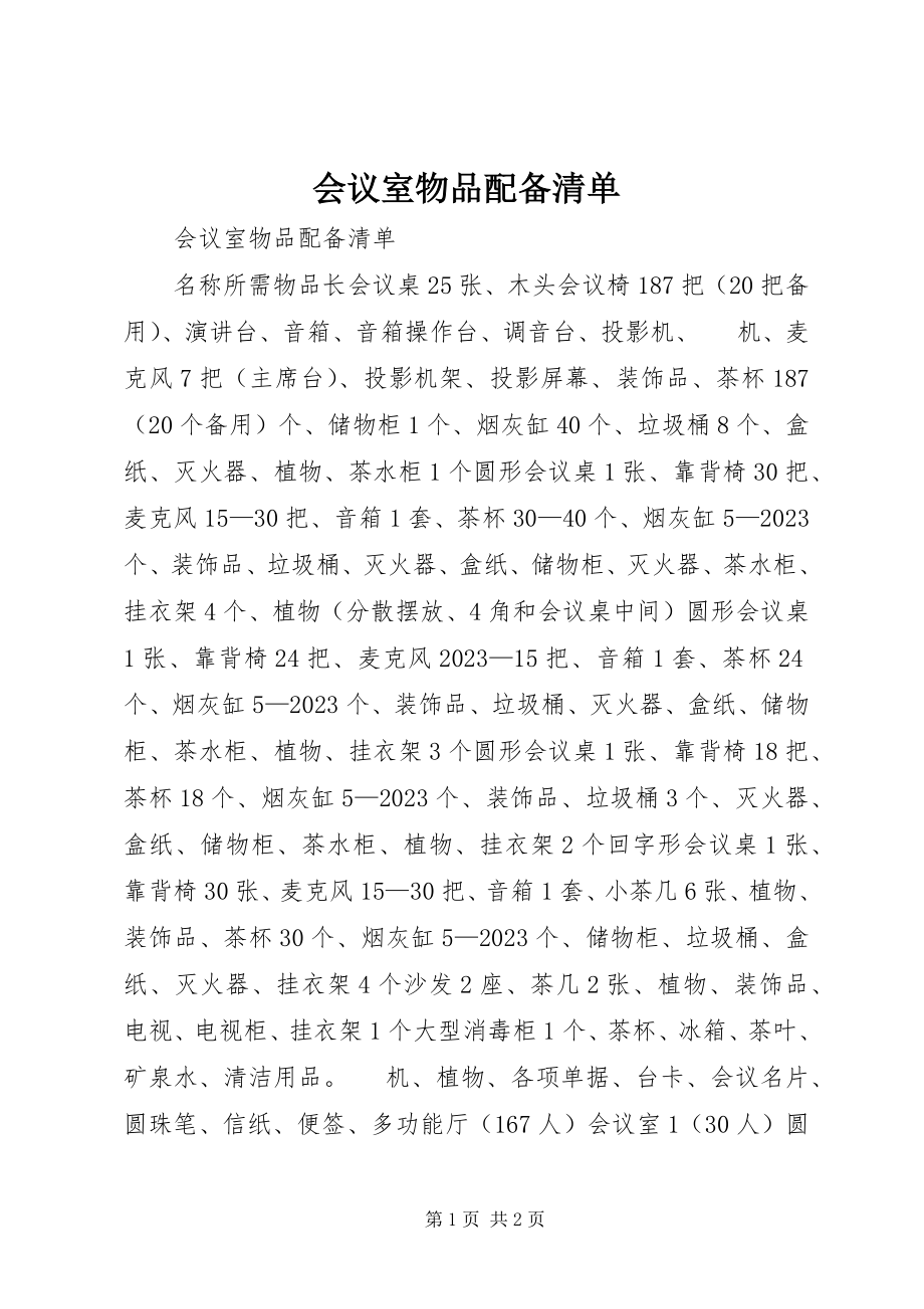 2023年会议室物品配备清单.docx_第1页