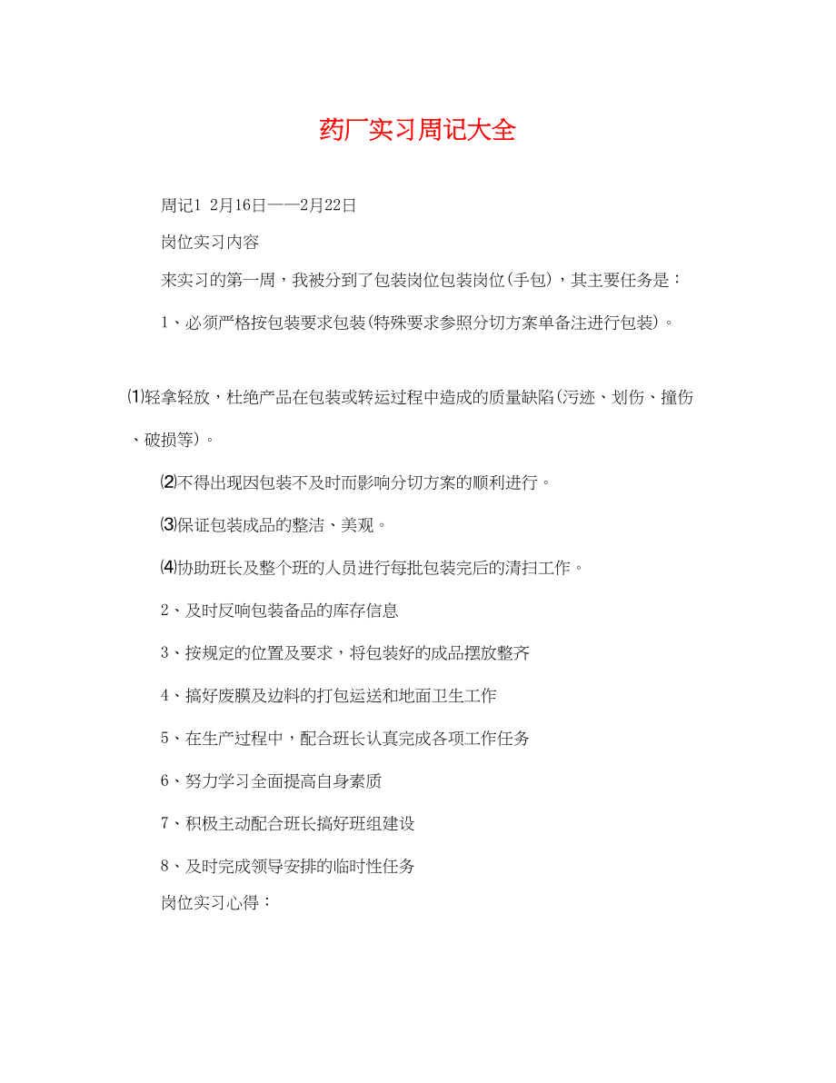 2023年药厂实习周记大全2.docx_第1页