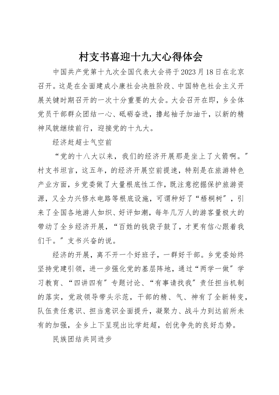 2023年村支书喜迎十九大心得体会新编.docx_第1页