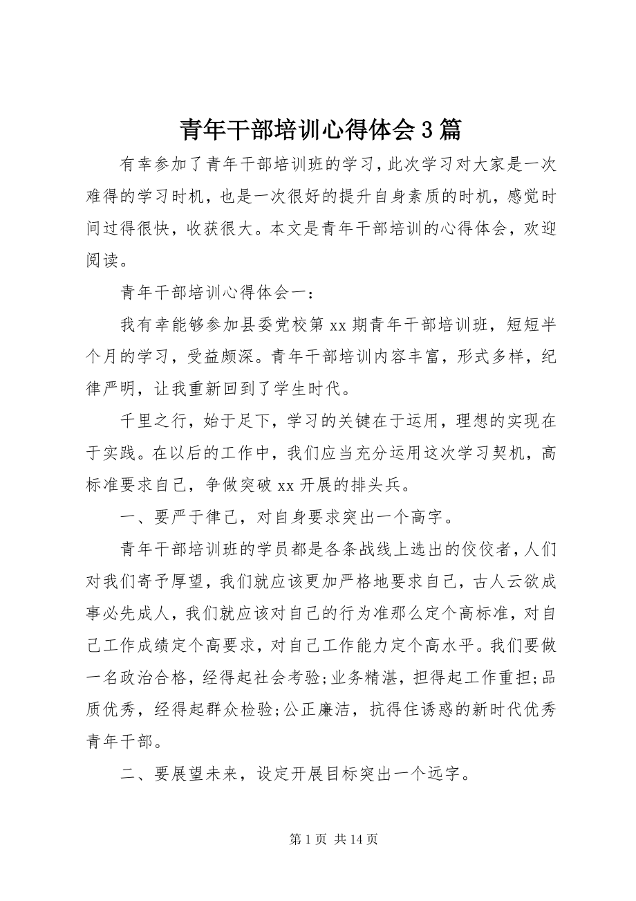 2023年青年干部培训心得体会3篇.docx_第1页