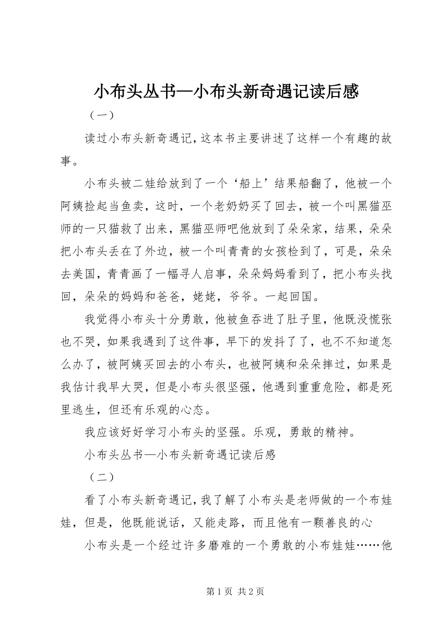 2023年《小布头丛书小布头新奇遇记》读后感新编.docx_第1页