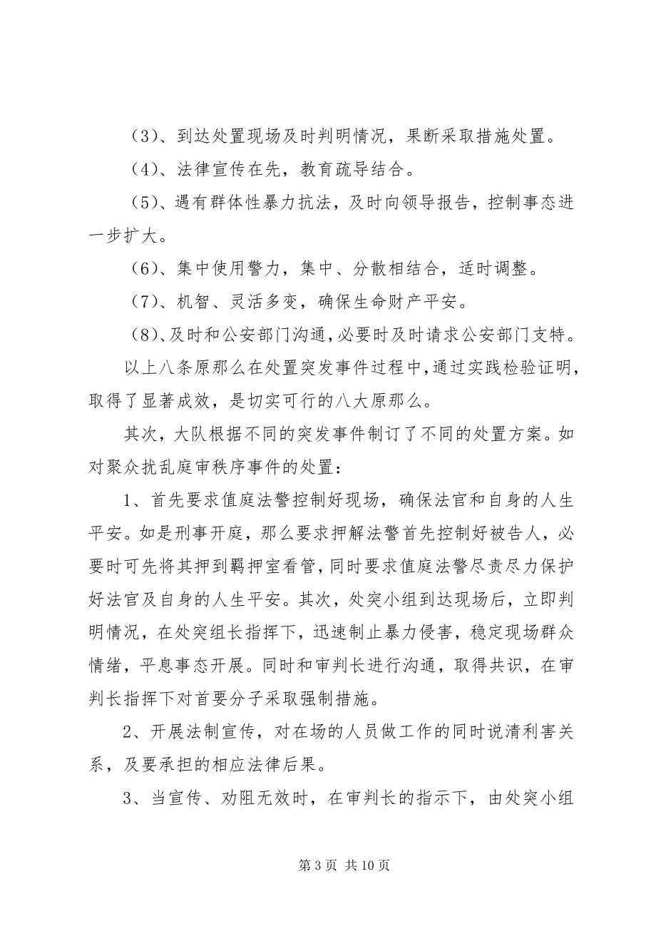 2023年法院司法警察大队处置突发事件经验做法.docx_第3页