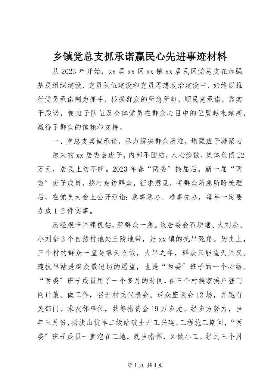 2023年乡镇党总支抓承诺赢民心先进事迹材料.docx_第1页