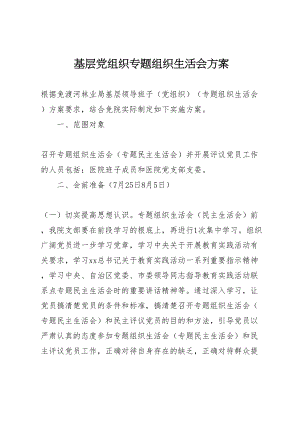 2023年基层党组织专题组织生活会方案 .doc